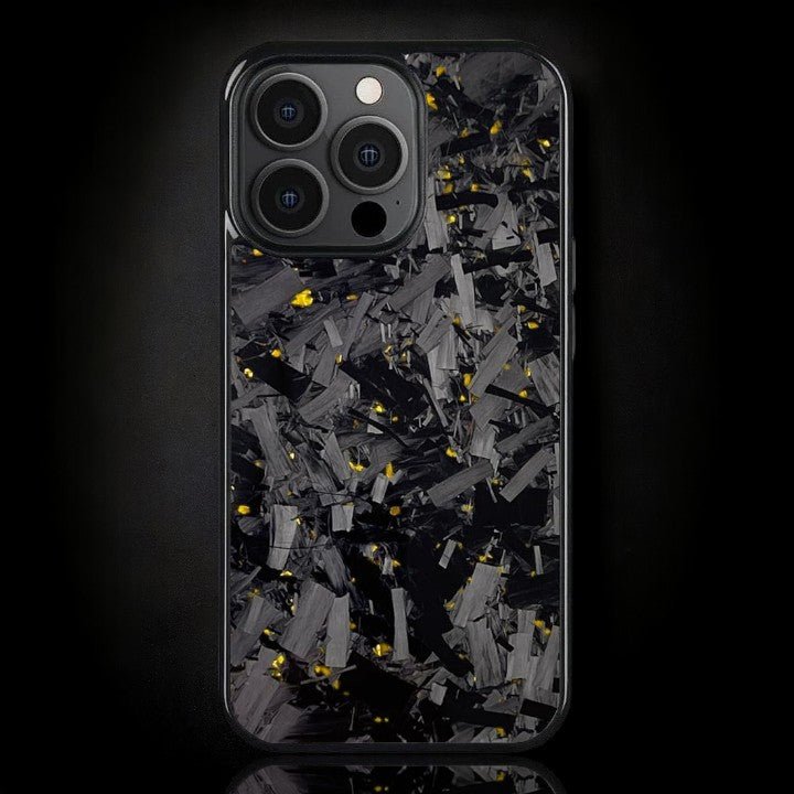 BOLD FORGED Carbon Fiber iPhone Case - Gold iPhone 16 Pro Max / Without MagSafe / Free Tempered Screen Protector Phone