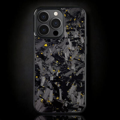 BOLD FORGED Carbon Fiber iPhone Case - Gold iPhone 16 Pro Max / Without MagSafe / Free Tempered Screen Protector Phone