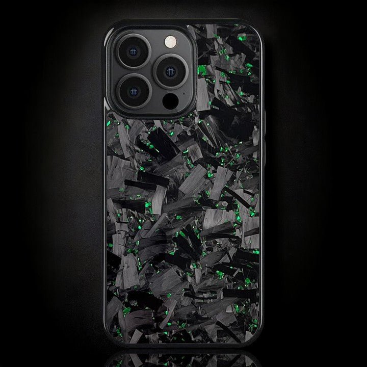 BOLD FORGED Carbon Fiber iPhone Case - Green iPhone 16 Pro Max / Without MagSafe / Free Tempered Screen Protector Phone