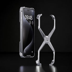 ExoSkeleton V1 iPhone Case iPhone 15 Pro Max / Silver / Free Tempered Screen Protector Metal Case